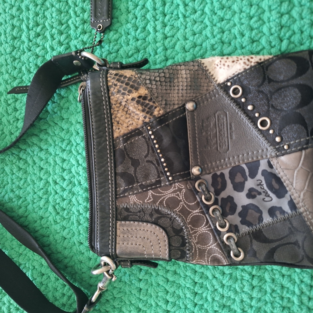Black and Gray Crossbody Bag with Patchwork Design